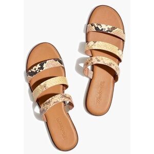 Madewell Snakeskin Print Leather Sandals Strappy Slip On Slides 7.5